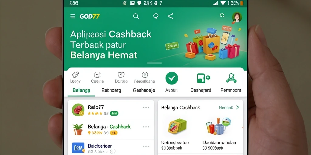 Tampilan utama aplikasi GOD77 dengan fitur Cashback yang menarik.