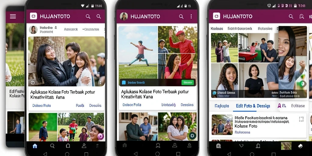 Tampilan antarmuka HUJANTOTO untuk membuat kolase foto yang menarik.