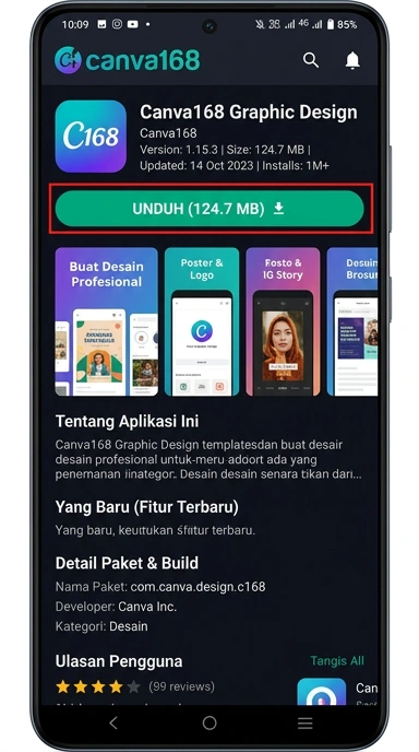 Tampilan halaman APK canva168